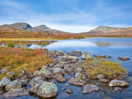 Autumn at Muvatnet, Rondane National Park, Venabygdsfjell, Rondafjell, Enden, Ringebu, Innlandet,