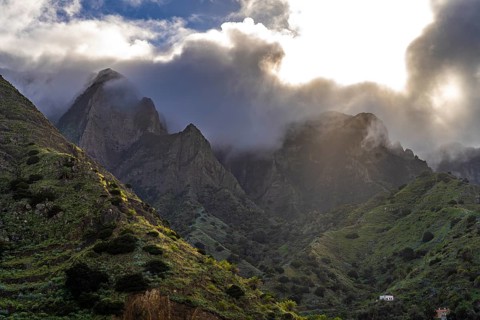 Landscape in the valley of Hermigua, La Gomera, Canary Islands, Spain, Europe