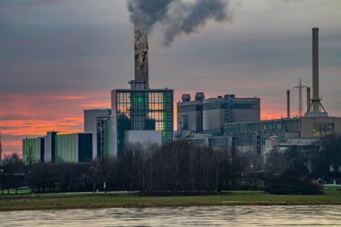 The Lausward combined heat and power plant in Düsseldorf, gas and steam turbine power plant,