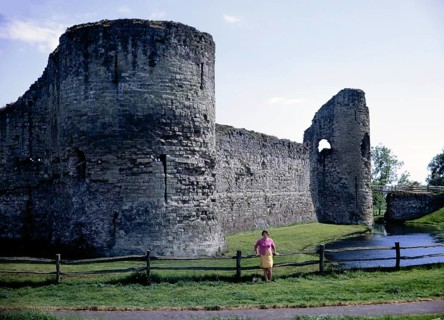 Medieval moated castle Pevensey, East Sussex, England, in 1968