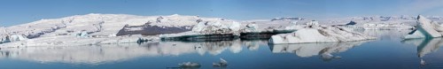 Icebergs on the Joekulsarlon glacial lake or lagoon