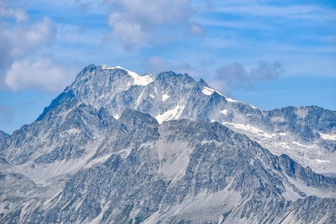 View from the east to the summit of Hochgall, the highest mountain in the Rieserferner group in the