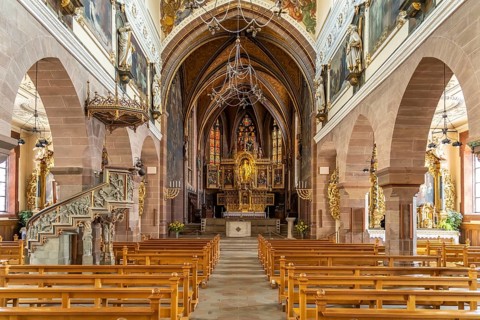 Interior of the Villingen Minster Cathedral of Our Lady, Villingen-Schwenningen, Black Forest,