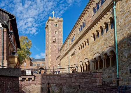 Inner courtyard of Wartburg Castle. The castle near Eisenach, in the north-western Thuringian