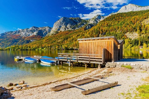 Grundlsee in autumn, salzkammergut, styria, Austria, Europe