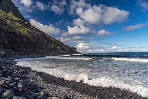 The beach Playa Hermigua, La Gomera, Canary Islands, Spain, Europe