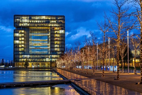 The Ruhr Tech Campus Essen, formerly the Thyssenkrupp Campus, headquarters of Thyssenkrupp,