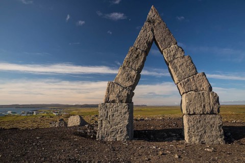 Arctic Henge, near Raufarhöfn, Iceland, It is inspired by the mythical world of eddic poem Völuspá