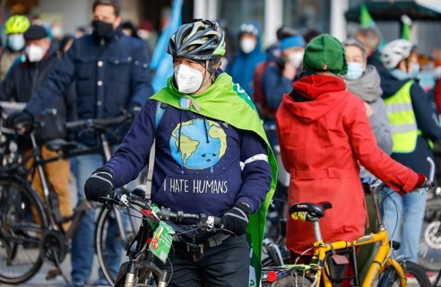 Essen, North Rhine-Westphalia, Germany - Fridays for Future, climate activists demonstrate in times
