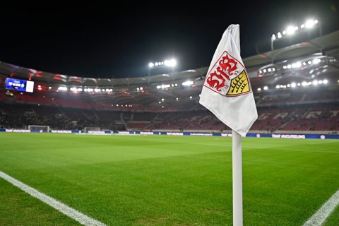 Overview, corner flag, logo, VfB Stuttgart, floodlight, Champions League, MHPArena, MHP Arena
