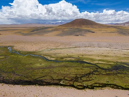 Rio Punilla, Los Nacimientos, Catamarca Province, Argentina, Aerial view of a desert landscape with