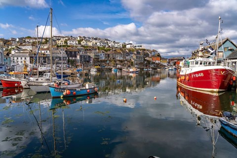 Town view and harbour of Mevagissey, Cornwall, England, Great Britain