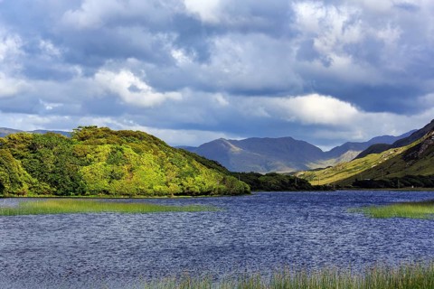 Freshwater lake Kylemore Lough, Connemara, Galway, Wild Atlantic Way, Ireland, Europe