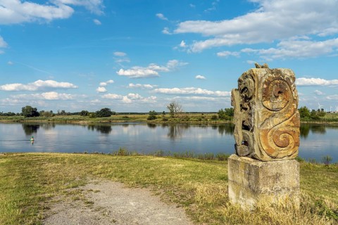 Sculpture on the Elbe in Tangermünde, Saxony-Anhalt, Germany, Europe