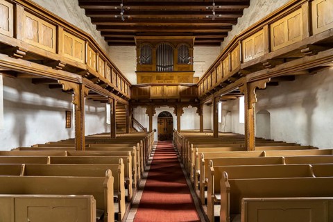 Interior and organ of the town church of St George in Arneburg, district of Stendal, Saxony-Anhalt,