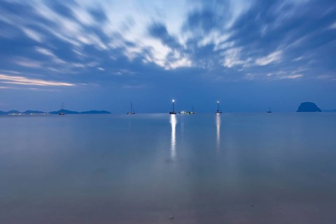 After sunset at Charlie Beach, Koh Mook Island, Andaman Sea, Thailand, Southeast Asia, Asia