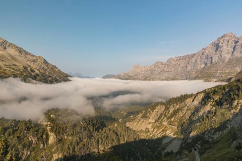 View from the Sustenpass High Alpine Road, close to the lake Steinsee