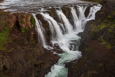 The Kolufossar waterfalls of the river Vididalsa consists of 3 falls the upper fall Efrifoss, in