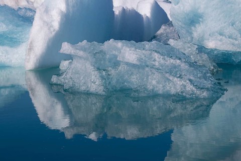 Icebergs on the Joekulsarlon glacial lake or lagoon