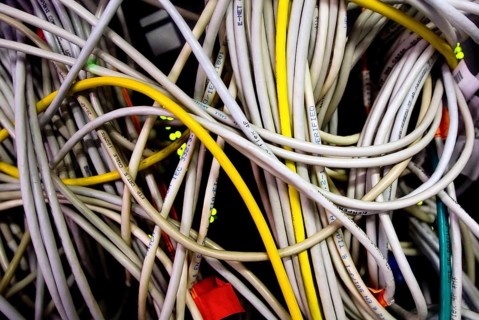 Berlin, DEU, 07.08.2008, Data cable in a data centre, Berlin, Germany, Europe