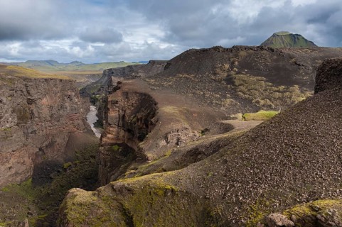 Markarfljótsgljúfur, Markarfljót Canyon near Emstrur, Laugavegur, in the back right the mountain