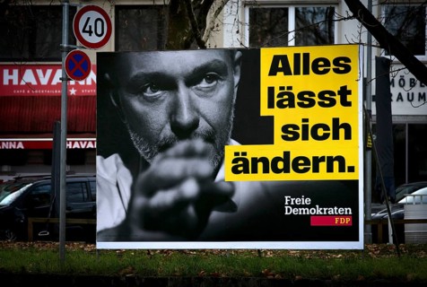 Election posters for the Bundestag election on 23 February 2025, Christian Lindner, FDP, Templimit