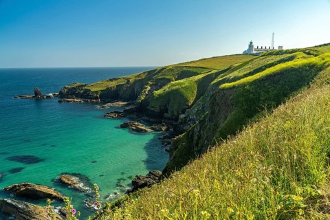 Lizard Point and Lizard Lighthouse, Cornwall, England, Great Britain
