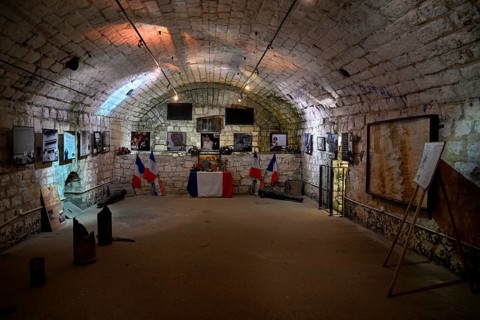 Chapel in Fort de Douaumont, French fortress from the First World War, Verdun battlefield, Verdun,