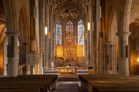 Interior and altar of the Kilianskirche church in Heilbronn, Baden-Württemberg, Germany, Europe