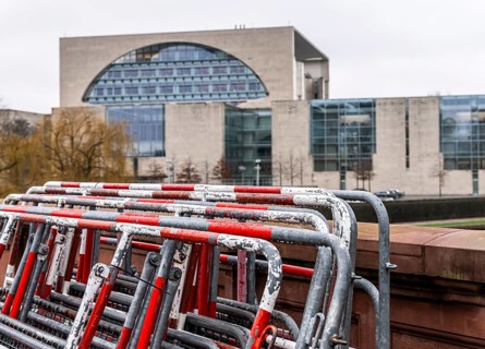 Barrier fence in front of the Federal Chancellery, Berlin, Germany, Europe