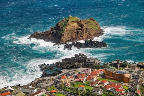 View of Porto Moniz, Madeira, Portugal from the Miradouro da Santinha