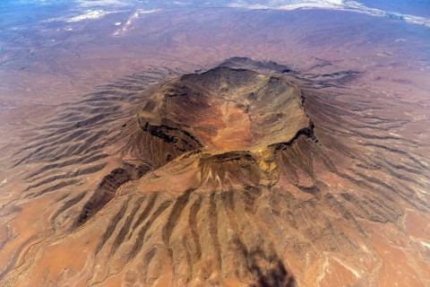 Aerial view, Namibia, Africa, landscape, Brukkaros, volcanic crater, natural monument,