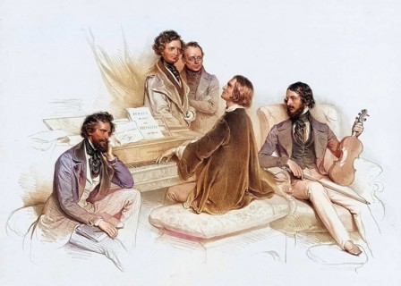 A matinee with Liszt, from left: Joseph Kriehuber, Hector Berlioz, Carl Czerny, Franz Liszt,