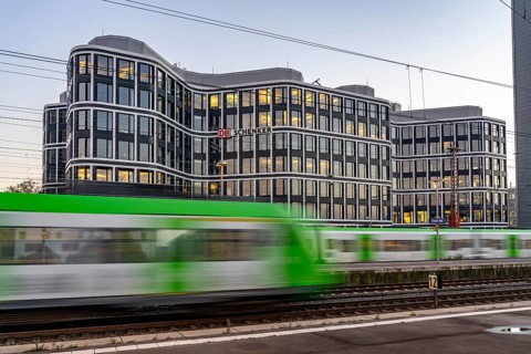 The headquarters of the logistics service provider DB Schenker AG, on Kruppstrasse, at the main
