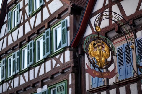 Nose shield, master locksmith Eugen Rebmann, half-timbered houses, Schiller town of Marbach am