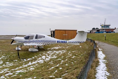 The East Frisian North Sea island of Juist in winter, Juist airfield, airfield, Lower Saxony,