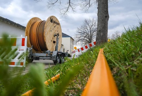 Rheinbach, North Rhine-Westphalia, Germany - Internet broadband expansion, construction site for