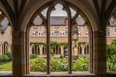 Inner courtyard and cloister of the Catholic Church of St Viktor in Xanten, Lower Rhine, North