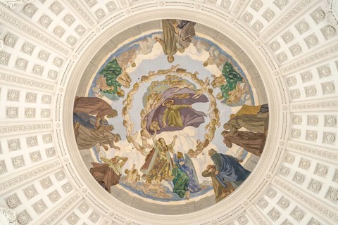 Ceiling painting in the dome of St. Blasius Cathedral in St. Blasien, Black Forest,