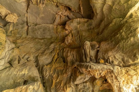 Rock in the shape of an elephant in the Tham Xang elephant cave near Vang Vieng, Laos, Asia