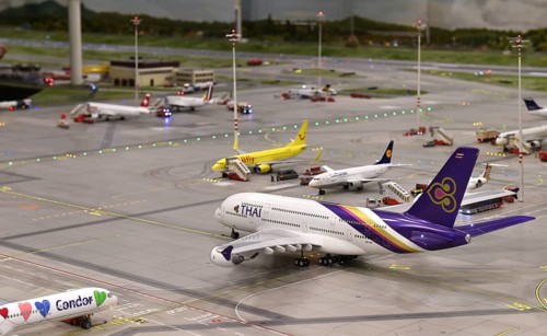 Airbus A380 at Miniatur Wunderland Hamburg, Germany, Europe