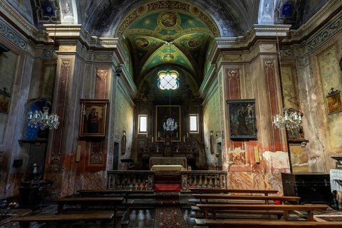 Parish church of Sant'Anna, 1747-1753, interior view, mountain village of Rasa, Centovalli, Canton