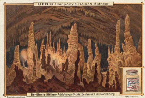 Picture series Famous Caves, Adelsberg Grotto, Slovenia, Calvary, Liebig picture, digitally
