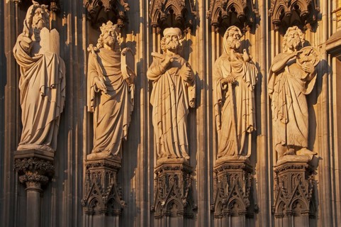 Statues, figures of saints, main portal of the west façade, Cologne Cathedral, Cologne, North
