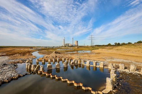 Dinslaken, Voerde, North Rhine-Westphalia, Germany, Emscher estuary into the Rhine. Construction