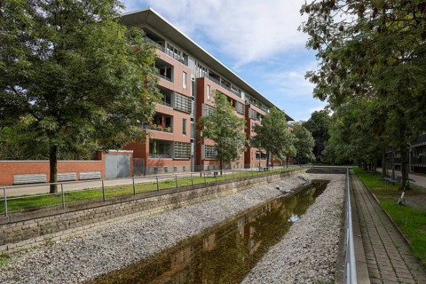 Duisburg, Ruhr area, North Rhine-Westphalia, Germany, sponge city. Climate-resilient city. Modern