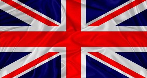 British flag with fabric texture. Realistic British flag waving