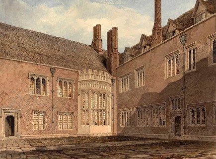 View in the Court of Compton Winyate, Warwickshire, England, digitally restored reproduction of a