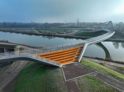 Castrop-Rauxel, North Rhine-Westphalia, Ruhr area, Germany - New construction of a bridge Sprung