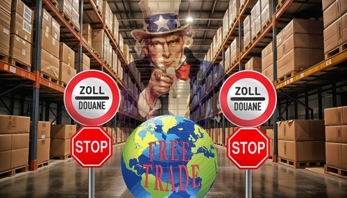 Symbolic image, EU, Germany and global economy under pressure from USA-Donald Trump, tariff